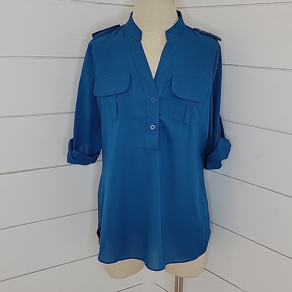 Simply Irresistible small blue sheer blouse